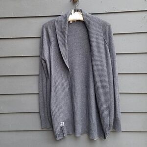 Loft Wool Blend Gray Open Front Cardigan Sweater size Medium